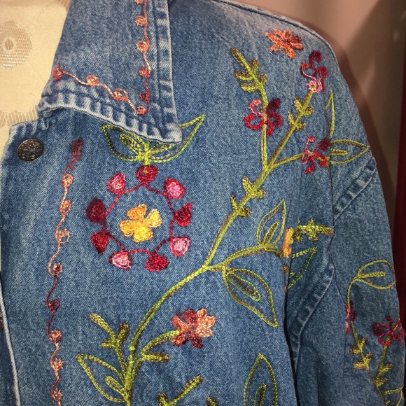 Tantrums embroidered denim jacket 2X - Picture 2 of 9